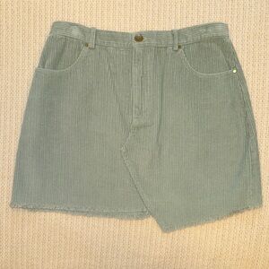 fab'rik Sage Green Corduroy Skirt Zip Front Asymmetric Hem NWT Size Medium